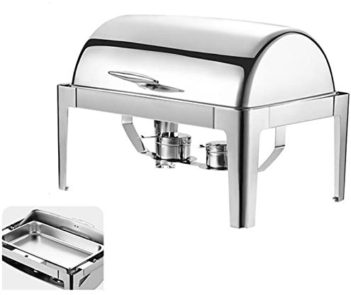 Chafing Dish, Speisenwärmer-Set aus Edelstahl, Roll-Top, Catering, Partys, Buffet-Server, Warmhaltetablett, 1/2/3 Pfanne (A Silber)