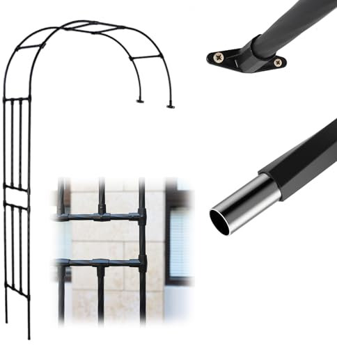 YAVYAV 94.5 H Metal Wall-Mounted Garden Arbor, Half Arch Rose Arch Trellis, Half Side Archway For Garden Decoration, 1 Pcs, Black/white(Black,150x240cm/4.9x7.9ft)