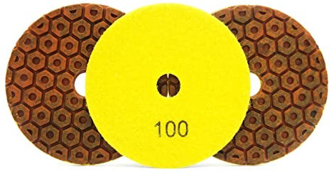 Aqxyxsw 3 STÜCKE 4 zoll Diamant Metall Polierpads Kupferbindung Schleifscheibe Bodenschleifscheibe for Beton Granit Marmor Stein fangzi (Color : 100 grit 3pcs)