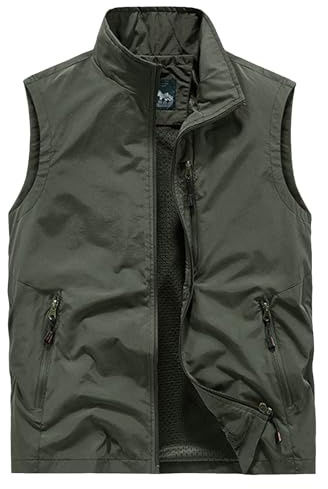 RUMAOZIA Chaleco de verano para hombre, ligero, para exteriores, tallas grandes, chaleco de pesca, chaleco de caza, sin mangas, chaqueta de camping, chaleco de trabajo, transpirable, deportivo,