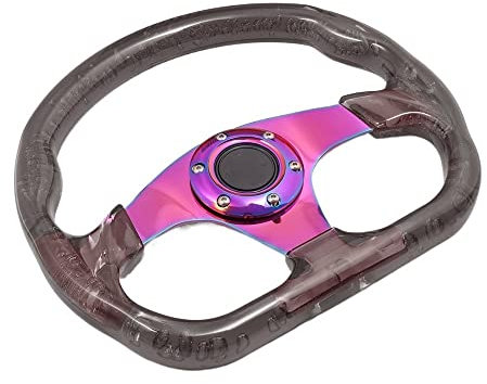 Sportlenkrad 320mm 12.5inch Acryl Lenkrad & Hornknopf 6 Löcher Modified Sports Lenkrad 10 Farben Holzlenkrad(Black-brown)