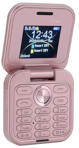 Tosuny 2G Klapphandy, Faltbares Mi NI Handy mit Dual Nano SIM, 1,77 Zoll Display, HD Rückkamera, UKW Radio, LED Taschenlampe, Kleinstes Klapphandy für Senioren (PINK)