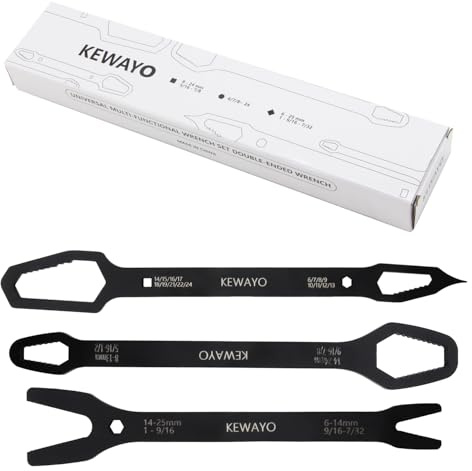 KEWAYO 3 llaves universales de doble extremo, llave combinada, llave universal, llave de doble cabeza autoajustable para 8-24/6-25/6-24 mm de desmontaje tuercas de tornillo, reparación, herramienta de