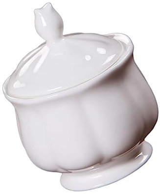 BEBEMOKO 1pièce Pot à Sucre Céramique Avec Cuillère Sucrier Élégant Pour Café Et Thé Rangement Pratique Design Blanc Pur