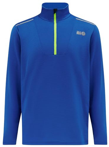 Time To Run Men's Long Sleeve Quick Dry Thermal Lightweight Grid Zip Neck Running/Training/Warm Up/Sports/Fitness Top Large Barents Blue