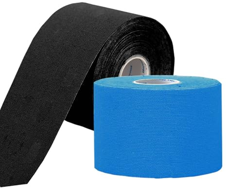 NELLHOMY Kinesiology Tape, 2 Rolls Sports Physio Tape Free-Cut,Elastic&Waterproof Muscle Tape for Knee, Wrist and Ankle Pain Relief and Joint Support,Fitness Running Tennis Swimming Football