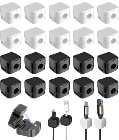 MYGLOAR 20 Pezzi in Vendita fermacavi, Fascette, organizzatori di Cavi, fermacavi a Molla autoadesivi, organizzatori di Cavi da Tavolo/Parete, fermacavi magnetici