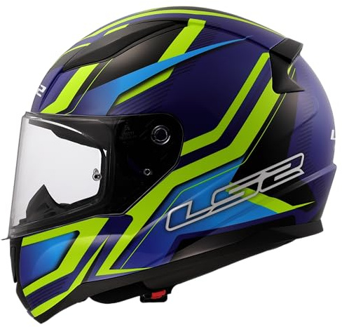 LS2, Integraler Motorradhelm RAPID II FLITZ Gloss H-V Yellow Blue, XL