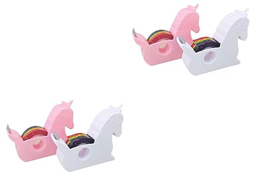 CAXUSD 4 Stück Einhorn-klebebandhalter Kleiner Stand Bandschneider Liefern Süße Kawaii Schulsachen Kleiner Tonbandständer Tischbandständer Exquisiter Klebebandspender Rostfreier Stahl