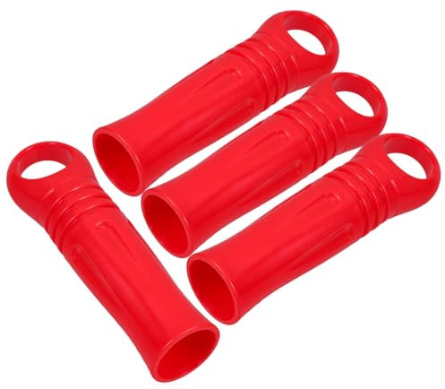 DEARMAMY 4 Pack Broom Handle Grip, 25mm/1inch Broom Handle Replacement Cap Plastic Mop Handle End Cap for Mop Handles Clothesline StickTube Tail Hanger Repair Parts(Red)