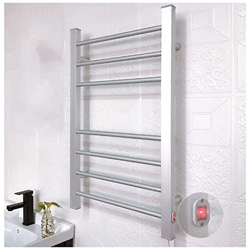 Scaldasalviette Elettrico con Presa a 7 Barre, 120 W, scaldasalviette in Alluminio, scaldasalviette, asciuga Asciugamani rapido, 800 x 520 x 100 mm (220 V)