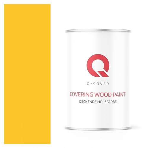 Q-COVER DECKENDE HOLZFARBE 1L SATIN Verkehrsgelb RAL 1023 RAL DECKFARBE HOLZLACK DECKLACK WETTERSCHUTZFARBE ALLE HOLZARTE OSB-PLATTEN INNEN AUßEN ca. 80-150 ml / m2