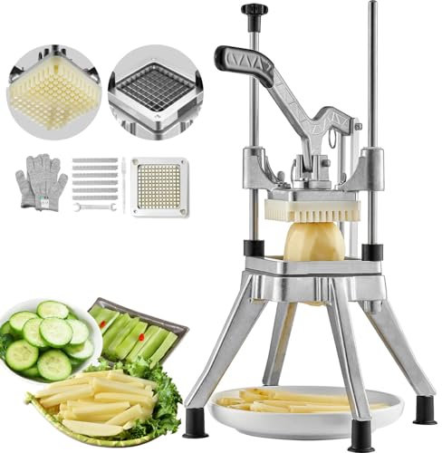 HmLotd Multifunktionale Schneidemaschine, elektrischer Pommes-Frites-Schneider, manueller Kartoffelschneider mit verlängertem Griff und mit 1/4-Zoll-Klingen für Kartoffeln, Tomaten, Zwiebeln