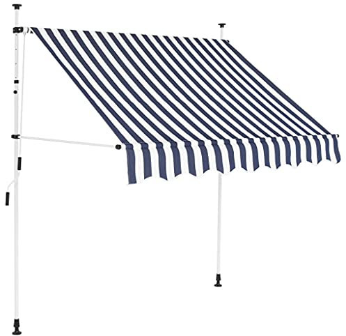 Home & Garden-Manual Markise, einziehbar, 150 cm, Blau und Weiß gestreift, Möbelauswahl
