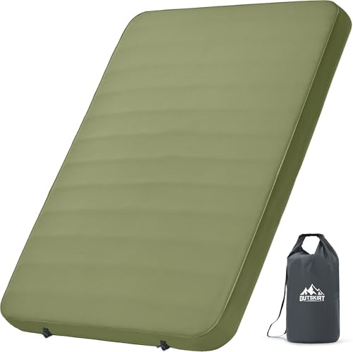 OUTSKIRT Self-Inflating Sleeping Pad, 4 Thick Double Camping Mattress with Insulation & Pump Sack, Portable Camping Mat for Tent, Car, Truck or Van, 4 Season Camp Air Mattress