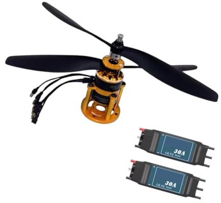 JunZheHub Complete Motor Kit for RC Plane with Double Propellers, Motor 30A ESC