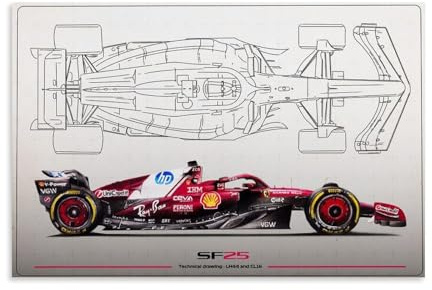 hoxaooi Póster para coche de Fórmula 1 Sf-25 para habitaciones, lienzo estético, arte de pared, decoración de dormitorio, póster de 30 x 45 cm
