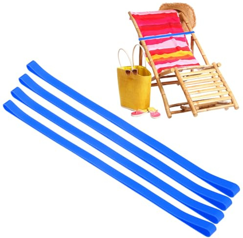 M METERXITY 4 Bandes De Serviette pour Chaises De Plage, Bandes Élastiques Réutilisables Anti-Vent pour Bateau De Croisière/Chaises De Piscine [Blue]
