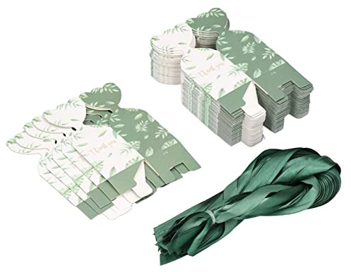 Caja verde con cintas para caramelos, dulces, jarrón con forma de jarrón para embalaje, bodas, fiestas de cumpleaños