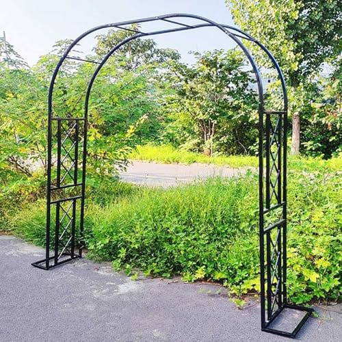Schwer Rosenbogen Verzinkt Gartenbogen 140cm 180cm 220cm 260cm 300cm 340cm Große Torbogen Aus Metall Rankhilfe Rankgitter Für Rosen Und Kletterpflanzen(Black,220x230x40cm)