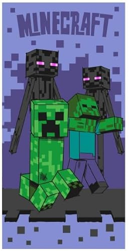 BrandMac Minecraft Kids Bath Pool Beach Towel 70 x 140 cm - Super Soft & Absorbent 100% Cotton Towel | Minecraft 'Sketch Mobs' Design