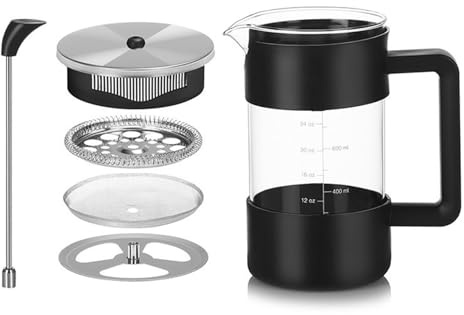 yupeuooe Cafetière à Piston 1L | Cafetière à Piston de Voyage - Préparation Café Froid Et Infusions Pour Camping Cuisine Salon Fêtes
