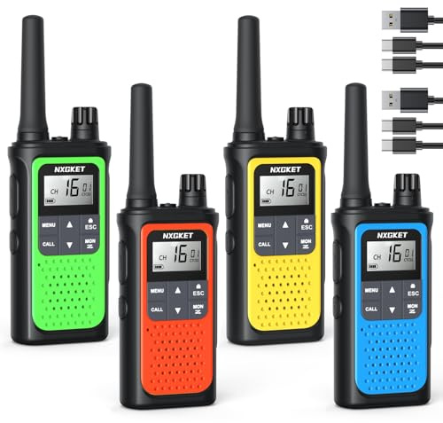 Walkie Talkie PMR446 Lizenzfrei Funkgeräte für Erwachsene Kinder,NXGKET ZX-808 Walki Talki Aufladbar mit 1800mAh Akku, 5km Reichweite 16 KanäLe mit Drehknopf für Abenteuer im Freien, Camping, Wandern
