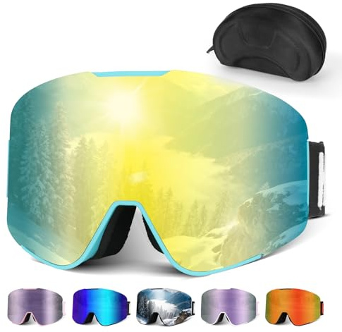 Hikeen Gafas de Esquí Fotocromáticas: Gafas Esqui Hombre Mujer Gafas Nieve Antiempañamiento con Protección UV, Ski Goggles con Acolchado 3 Capas para Esquí y Snowboard - Incluye Funda- Como Regalo