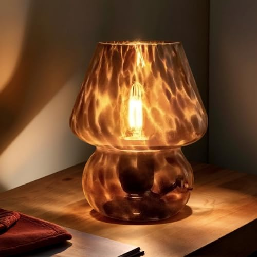 Vintage Mushroom Table Lamp | Murano Translucent Glass, Stepless Dimmable, Mid-Century Aesthetic for Bedroom & Living Room (1)