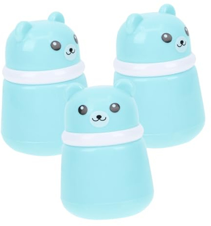 Gogogmee 3 Stück Pack Babypuderdosen mit Quaste Bärenförmiger Tragbarer Puderbehälter mit Dicht Schließendem Deckel für Babypuder und Loses Puder Praktische Reisegröße für Sanfte
