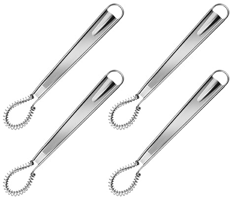STOBAZA Batidor Pack al Huevos Inoxidable Manual Acero de Resorte Piezas de Fácil de Limpiar Mezcla Uniforme de 4 y Adecuado para Picnics y Actividades Aire Libre