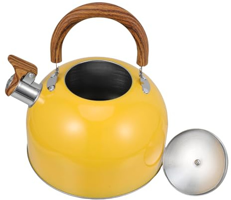 DECOMELODY Stainless Steel Whistling Tea Kettle 2.5l with Folding Handle for Stovetop Use, Flat Bottom Design, Sturdy Build and Even Heat Distribution, for Kitchen and Camping