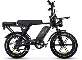 OUXI E-Bike 250W Motor Elektrofahrrad 20 x 4.0 Fatbike Hydraulische Scheibenbremsen NFC-Entsperrung 60Nm Drehmoment Vorne & Hinten Gepäckträger (V8)