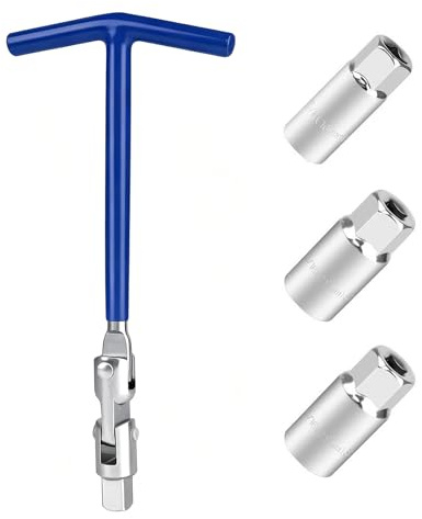 Duzapku 4Pcs Spark Plug Socket Wrench Set, T-Handle Plug(Bule) | Steel Spark Plug Removal Tool for Fastening and Demolition, 14mm 16mm 21mm