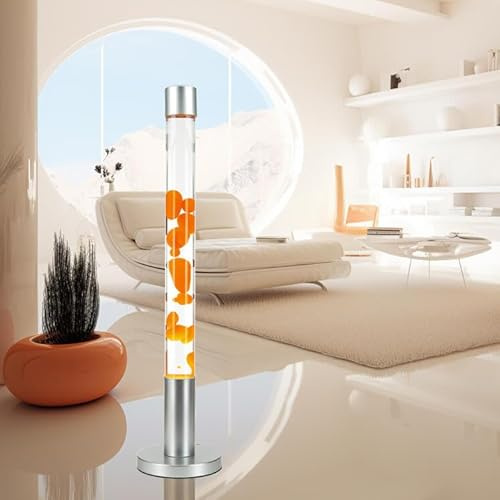 XXL Lampe à Lave Grande, Lampadaire, Lampe Rétro Orange, 76 cm, ampoule incluse, G9 50 W avec interrupteur filaire, chaude, active, d'ambiance, Vulcain Lampe