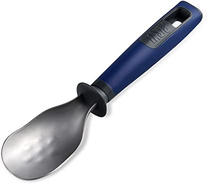 Tasty Everyday Ice Cream Scoop, Ice Cream Portioner, Stainless Steel Ice Cream Scoop Spoon, Non-Stick Ice Cream Scooper with Soft-Touch Handle, Colour: Dark Blue, Grey and Stainless Steel