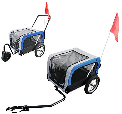 Red Loon Hundeanhänger blau - Hundebuggy Jogger Transporter Fahrradanhänger für Hunde, faltbar, universell einsetzbar, inkl. Umbaukit und Schutzverdeck, bis 20 kg, 600D Polyester