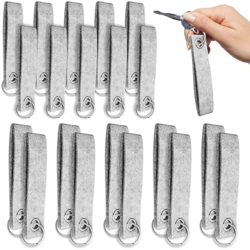 TECHEEL 20 pcs Schlüsselanhänger Filz,Diy Filz Schlüsselanhänger Rohlinge,Personalisiert Schlüsselanhänger,für Motorrad Auto Fahrrad Taschen Basteln