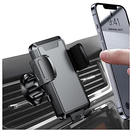 JNNJ Support Téléphone Voiture, Porte Telephone Voiture Tableau Bord Rotation 360°, Universel Porte Téléphone pour Smartphones, Support Téléphone Voiture Rétractable Multifonctionnel(Fibre Carbone)