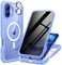 seacosmo Magnetic for iPhone 16 Case, Privacy Phone Cover Compatible with Magsafe Built-in Anti Peep Tempered Glass Privacy Screen Protector and Camera Protective Full Body Shockproof Case - Blue