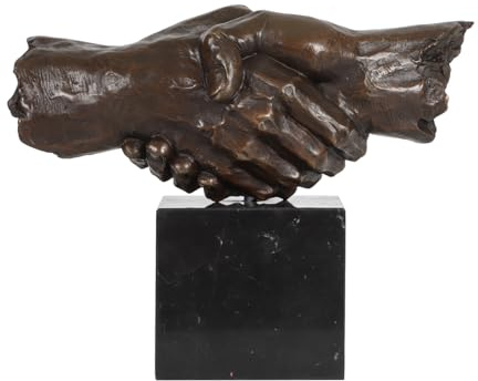 NILEEBUKER Estatua de bronce para apretón de manos, escultura moderna de la amistad, arte para el hogar, oficina, decoración de negocios,