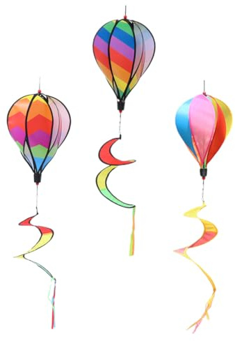 VANZACK 3 pièces Moulin à Vent Montgolfière Décorative Extérieure Colorée Spinners Suspendus pour Jardin Fête