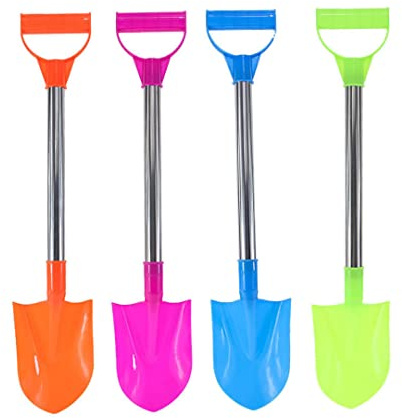 BEAHING Pelle à Sable pour Enfants, Jouets en Plastique avec poignée en Acier Inoxydable, Couleur aléatoire, pelles de Plage, 4 pièces