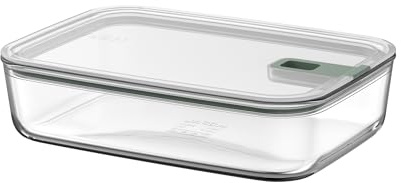 Mepal - Contenitore per alimenti in vetro EasyClip - Barattolo con coperchio e chiusura scorrevole - Adatto per microonde, forno a vapore, forno e congelatore - Ermetico - 2,25 l - Nordic sage