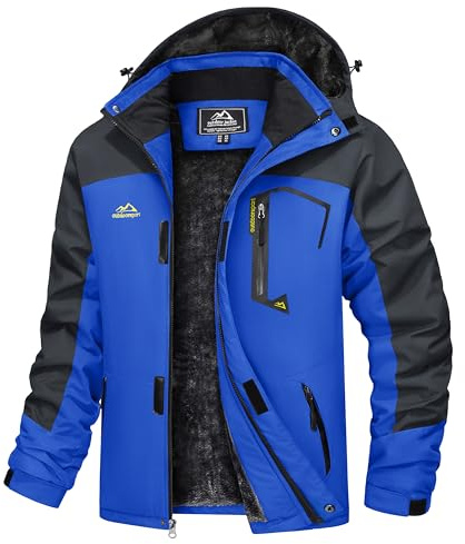 TACVASEN Herren Winter Wasserdichte Winddichte Winterjacke Warme Fleece-Futter Ski Regenmantel mit Kapuze