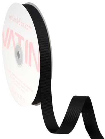 VATIN 16mm Grosgrain Ribbon, 45 Metre,23m Each Roll Perfect for Wedding Decor, Wreath, Baby Shower,Gift Package Wrapping and Other Projects (Black)