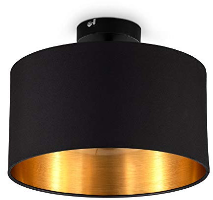 B.K.Licht I Lámpara de techo de tela negro-dorado I 1 foco I E27 I Ø 30 cm I No incluye bombilla