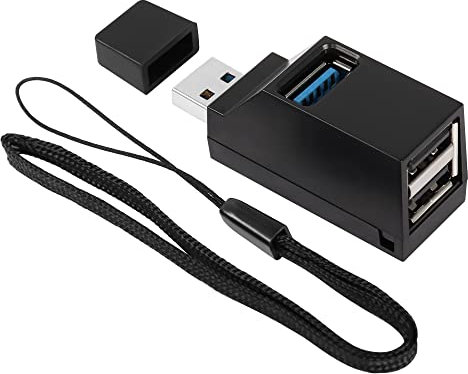 QIANRENON Hub USB 3.0 1 a 3 Multipuerto Con USB 3.0 + 2 USB 2.0 Adaptador Splitter Multi Puerto Para Portátil, PC, Flash Drives - Negro