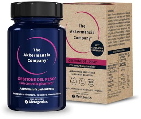 Metagenics Akkermansia Glicemia - Controllo Glicemico - 30 Compresse | Formula con cromo e tè verde che aiuta a mantenere normali i livelli di glucosio nel sangue e a gestire il peso corporeo.