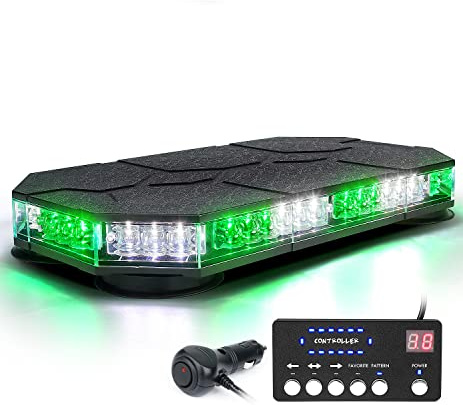 LUMENIX LED Rooftop Strobe Beacon Lights Bar with Controller, Green White